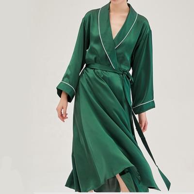 China Wholesale QUICK DRY smooth soft satin sleepwear cardigan belted long robe pajamas women kimono 100% silk high quality robes for sale