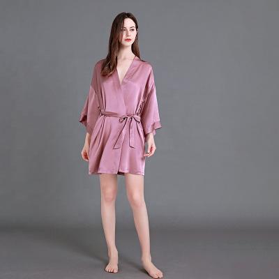 China OEM/Odm Custom High Quality Belted Luxury Short 100% Silk Women QUICK DRY Long Robes Nightgown Bathrobe for sale