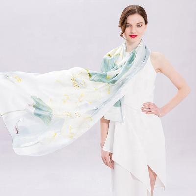 China Soft Elegant Luxury Women Scarf Styles Real Designer Scarf 100% Silk Printed Custom Silk Scarves for sale