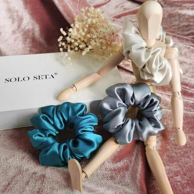 China European and American high quality custom made solid 100% silk mulberry women new arrival style skinny scrunchies for sale