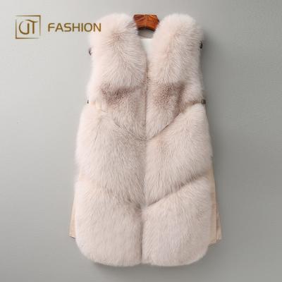 China Wholesale Anti-Shrink Faux Fur Winter Plush Women's Fur Coat Fox Fashion Jtfur Sleeveless Vest for sale