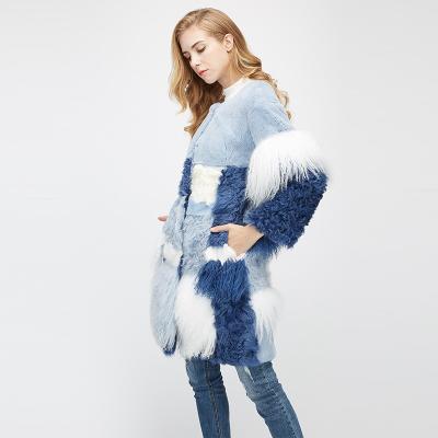 China New Arrival Fashion Jtfur Fashion Rabbit Rabbit Female Overcoat Female Mongolian Fur Coats Anti-Shrink Real Long Anti-Shrink for sale