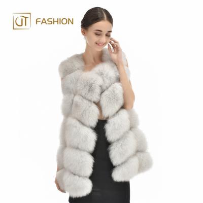 China Factory Wholesale Breathable Jtfur Real Fox Fur Vest Sleeveless Stylish Fluffy Vest Winter Women Breathable Vest for sale