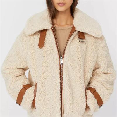 China Anti Wrinkle Jtfur Women Winter Coat Fashion New Fuzzy Faux Fur Coat Warm With Leather Stripe for sale