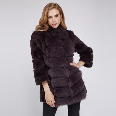 China New Winter Women's Rex Rabbit Fur Coat Warm Fox Fur Jacket Overcoat Jtfur Anti-Shrink Real Anti-Shrink for sale