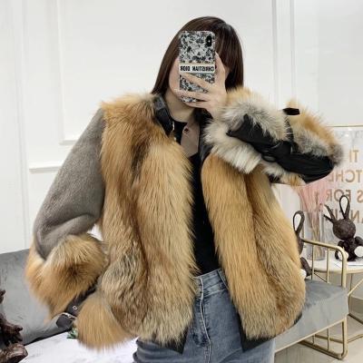 China Jtfur Viable Fur Coat Imported Mink Motorcycle Fox Worm Sil Red Fox Clothing Trend Coat Youth Full Sleeve Leather Women for sale