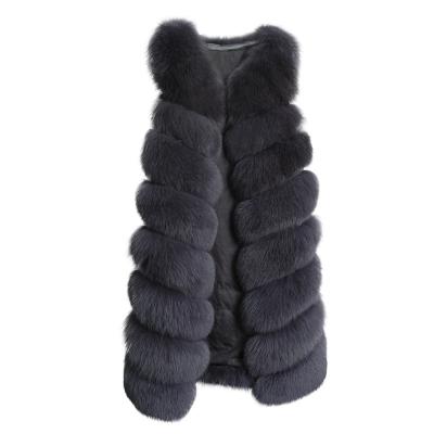 China Winter Fox Fur Vest Women Jtfur Charming Gray Real Fox Fur Lined Vest for sale