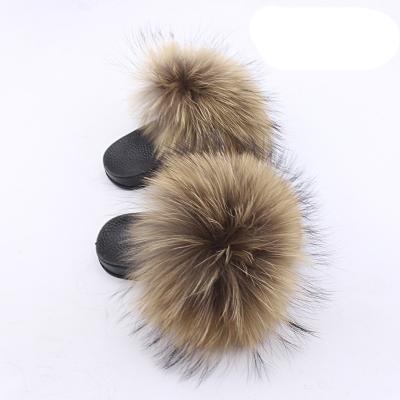 China Fox Hairy Soft Fluffy Fur Slippers Real Kids Wholesale Fluffy Fur Slippers Candy Color Jtfur Kids Slides for sale