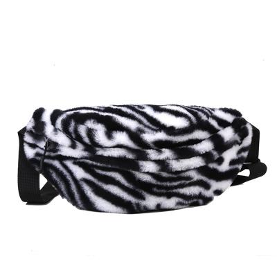 China Zebra Pattern Fashion Shoulder Bag Fashion Soft Jtfur Leisure Faux Fur Female Fanny Pack for sale