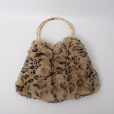 China Fashion Fashion Beautiful High Quality Cross Jtfur Leopard Print Shoulder Bags - Real Body Bag Rabbit Fur Bag for sale