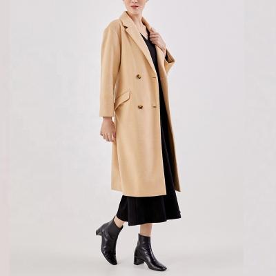 China Custom Anti-wrinkle OEM Camel Classic Long Sleeve Plus Size Double Breasted Jacket& Coat For Women for sale