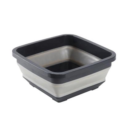 China Durable Flexible Collapsible Portable Outdoor Plastic Wash Bucket Foldable Wash Basin Travel Collapsible Basin for sale