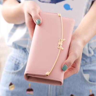 China High Quallity 2023 Free Fashionable Long PU leather Wallet Cash Card Holder Phone Pocket Wallet for Women for sale