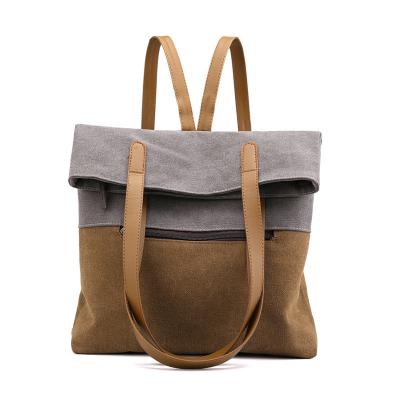 China Waterproof Multi-functional Large Canvas Backpack Handbag Shoulder Bag Vintage Tote for Women School Casual Daily for sale