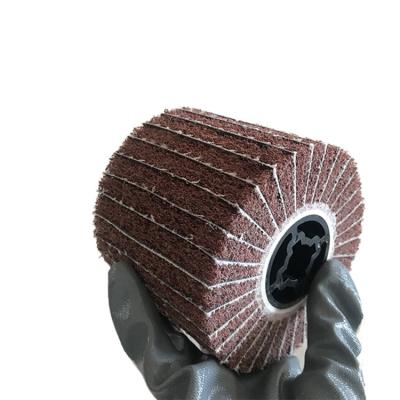 China Metal Aluminum Polishing Nonwoven Abrasive Cleaning Brush Fin Wheel 120x100x19mm for sale