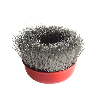 China Free sample custom size non-ferruous metal / stainless steel metal crimped steel wire cup brush stainless steel wire wheel brush for sale