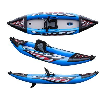 China Unisex Water Sport Inflatable Single Pedal Boat Kayak 3 Meters 4m Length Patent Design Inflatable Drop Point Canoe Foldable Kayak for sale