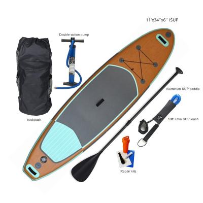 China Unisex OEM ODM Wooden Inflatable PVC Surfing SUP Board Paddle Board Standup Surfboard for sale