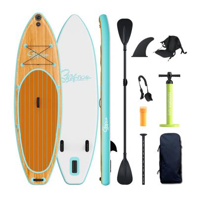 China 2021 unisex stand up surfboard wood color 9' double layer cheap inflatable board sip surfboard kayak for sale