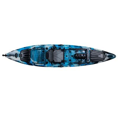 China Sigle 13ft kayak Kuer 13FT single seat one person fishing sit on top canoe lldpe water sport plastic kayak with pedals for sale