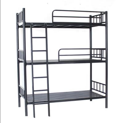 China Modern Metal Triple Bunk Bed Dorm Pensions 3 Row 3 Sleeper Steel Bunk Bed for sale