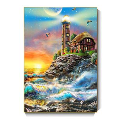 China New Custom Classic/Postmodern Ocean Landscape Full Drill Round Mosaic 5D Diy Diamond Painting for sale