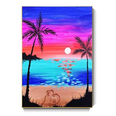 China New Classic/Postmodern Custom Natural Beach Coconut Tree Sea Landscape Mosaic 5D Diy Diamond Painting Kit for sale