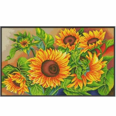 China art & Collectible Home Decor DIY Sunflower Embroidery Kit With Cross Stitch Handwork Set for sale