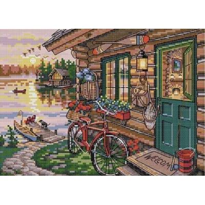 China art & Small Pieces Shore Cottage Landscape Simple And Modern Collectable Sewing Printed Diy Cross Stitch Kits for sale