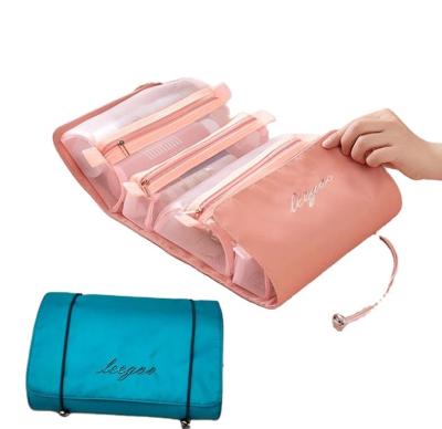 China 2021 NATIONAL Detachable Cosmetic Bag , Portable Large Capacity Four-in-One Travel Portable Folding Cosmetic Storage for sale