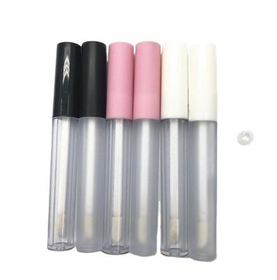 China Cosmetic spot printing in small quantities! black and white pink lip gloss lip gloss empty cap 2.5ml round tube injection bottle for sale