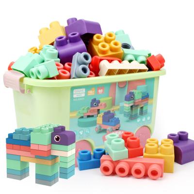 China Building Toy 50 Pcs Set New Silicone Baby Stacking Toy BPA Free Baby Gift Toy Set for sale