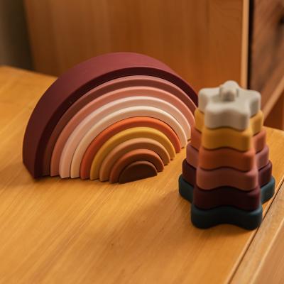 China BPA Free Silicone Kids Toys Silicone Stacking Rainbow Silicone Toys For Kids Gift for sale