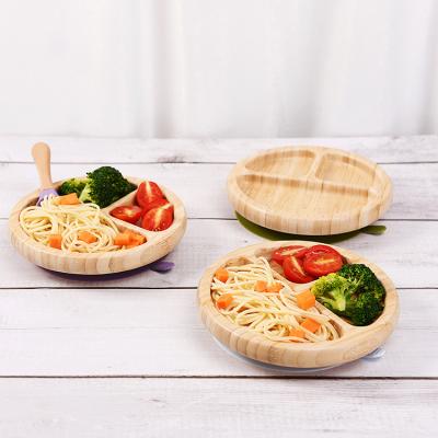 China Modern Suction Bamboo Bowl Silicone Baby Bowl Dish Bamboo Bowl Set Baby Bamboo Dish for sale