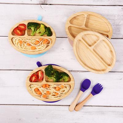 China Modern Baby Toddler Feeding Dishes Suction Stay Set Bamboo Dish Bamboo Kids Dishes for sale