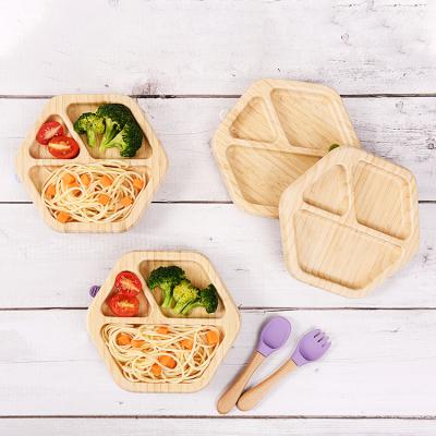 China Modern Bamboo Baby Suction Bowl Baby Feeding Dish Bamboo Kids Dish With Suction for sale