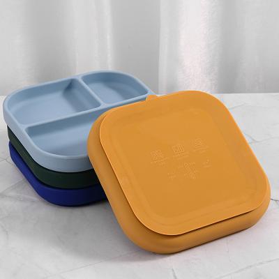 China Modern Non Slip Food Grade Silicone Baby Suction Dish Divided For Toddler Kids Feeding Dish for sale