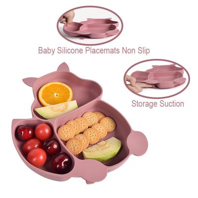 China Modern BPA Free Non-Toxic Tableware Eco-Friendly Cutlery Set Strong Silicone Baby Fork Bowl Dish Suction Feeding Set for sale