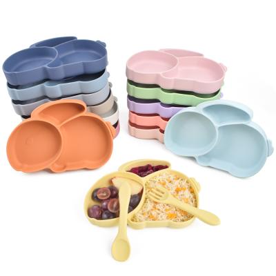 China BPA Free Non Slip Food Grade Silicone Severed Toddler Baby Plates With Suction Cup For Kids for sale