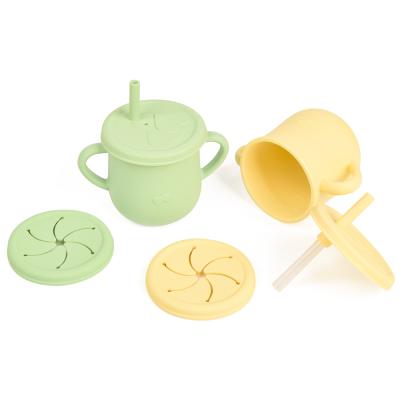 China New Design Custom BPA Free Reusable Toddler Training Cups With Handles Silicone Baby Snacks Cup for sale