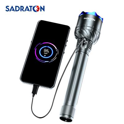 China Emergency Rescue SADRATOM 26650 High Power 4000 Lumen xhp160 Torch Long Range Rechargeable Super Bright Flash Light Battery Cable Strong Flashlight for sale