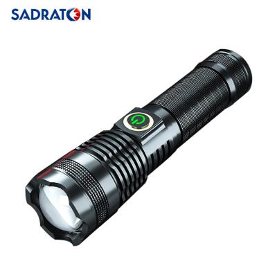 China SADRATOM Power Focus SADRATOM High Lumens Survival Adjustable Outdoor Defense Torch Light Portable Waterproof Style Camping Rechargeable Flashlight for sale