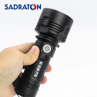 China 26650 Batteries High Lumen Outdoor Tactical Torch Light Camping Emergency Tactical SADRATOM Convoy Waterproof Zoomable Led Rechargeable Flashlight for sale