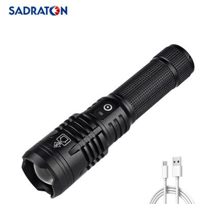 China There is a battery reminder when the battery is below 30% 20w aluminum alloy ultra-bright outdoor durable led long range 18650 batteries usb rechargeable flashlight flashlight xhp70 torch for sale