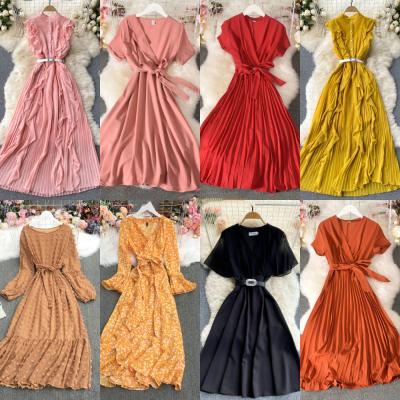 China Breathable Cfy Fashion Custom Made Women's Insti Casual Outfits Lady Chiffon Ruffle Woman Vestidos Maxi Long Summer Womens Elegant for sale