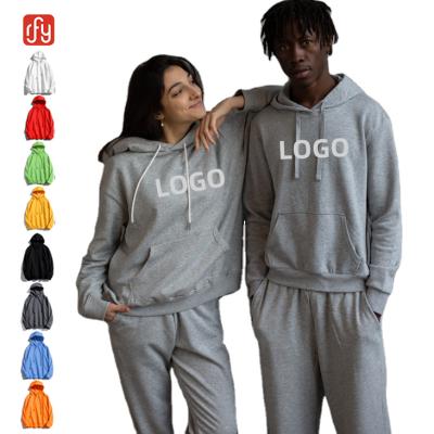 China 2021 Breathable Women Fall Winter Wear Jogger Sweatpants And Hoodie Woman Fleece Cotton Sweatsuit 2 Thick Sweatpants Two Piece Set for sale