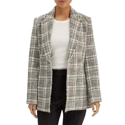 China office exclusive ladies Anti-wrinkle tweed check aplet blazer custom notch blazer winter for sale