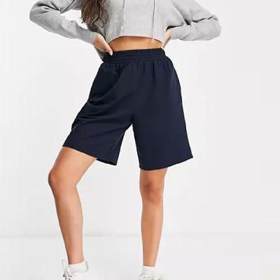 China custom Anti-wrinkle friend style wide leg shorts heavy cotton sweat shorts high waisted women shorts for sale