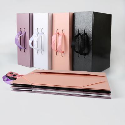 China Wholesale Custom Logo Luxury Large Flat Fold Cardboard Gift Reused Materials AP50A Wig Apparel Storage Gift Valentine's Day Packaging Boxes for sale