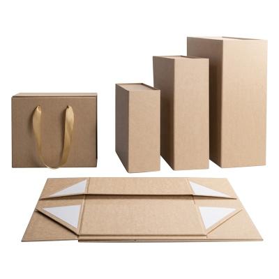 China Low MOQ Kraft Paper Wholesale Recycled Magnetic Folding Custom Materials Cardboard Hand Rope Shipping Cardboard Paper Gift Packaging Boxes for sale